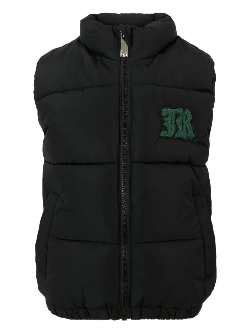 John Richmond Junior quilted logo-patch gilet Zwart