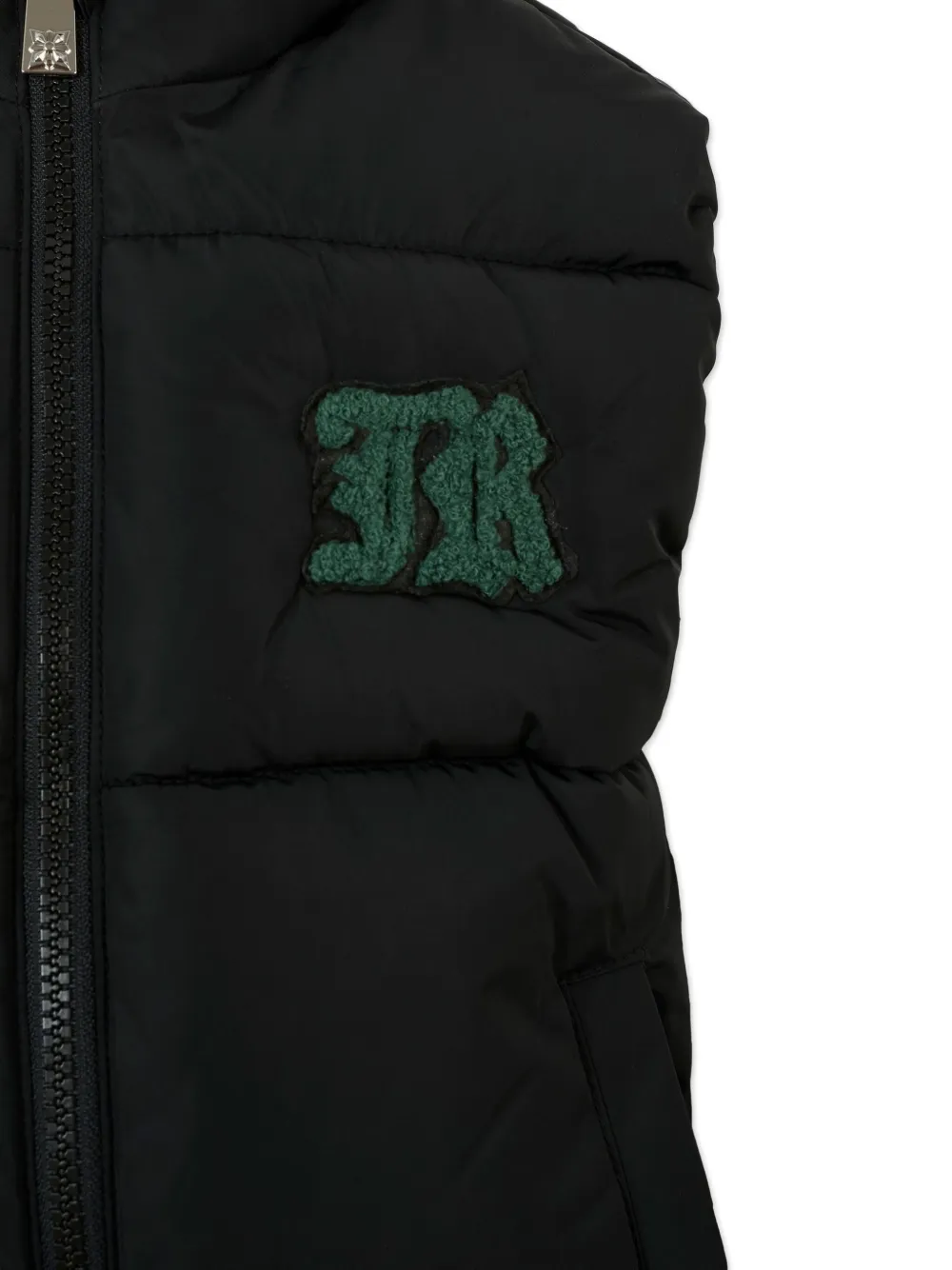 John Richmond Junior quilted logo-patch gilet Zwart