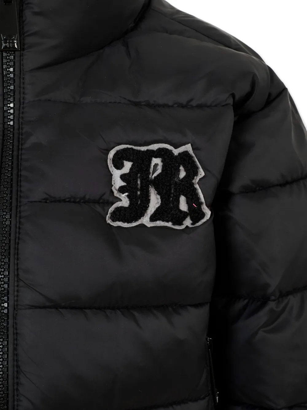 John Richmond Junior logo-patch padded jacket Zwart