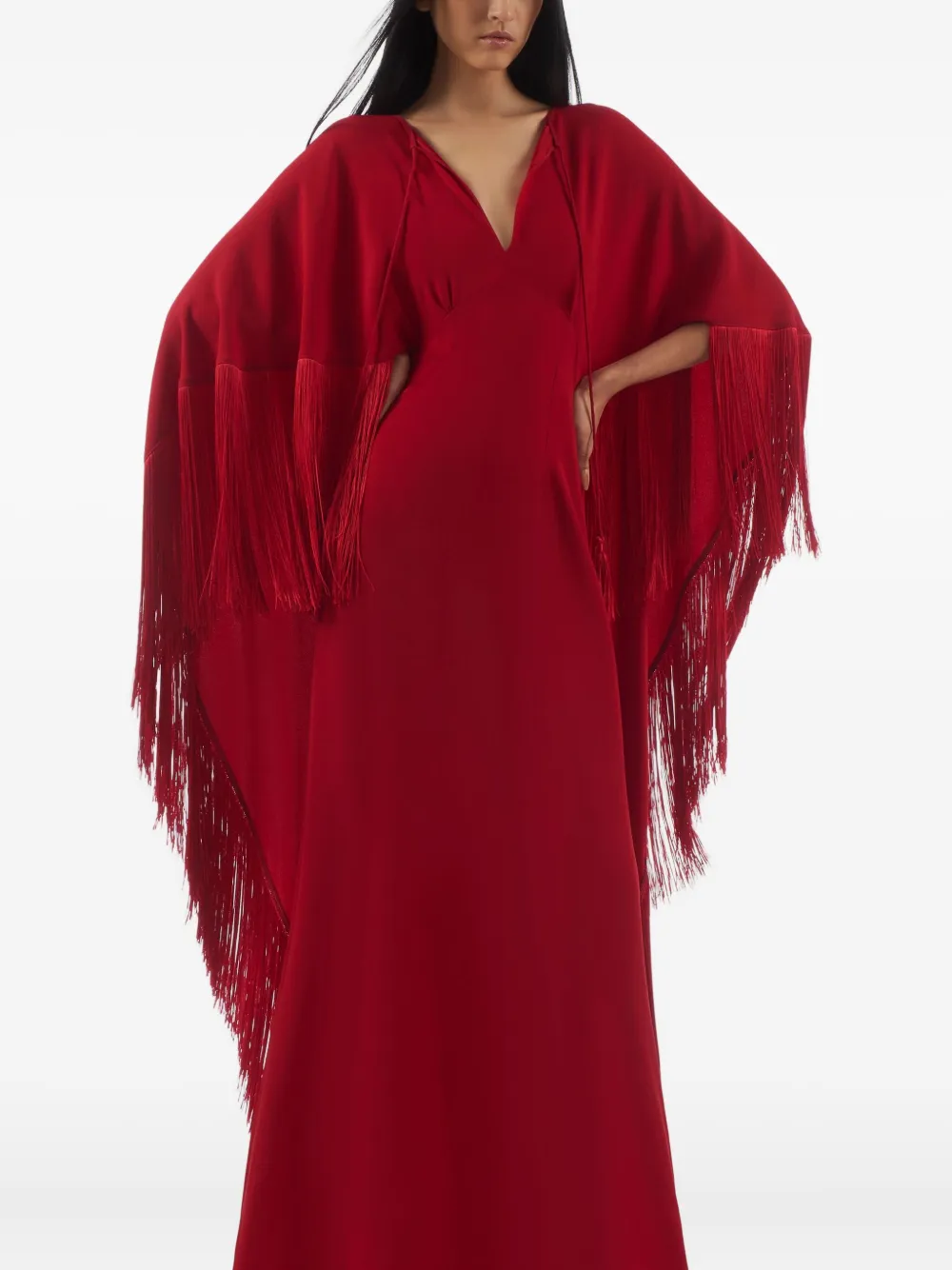 Taller Marmo 1974 Fringe Cape Dress In Red