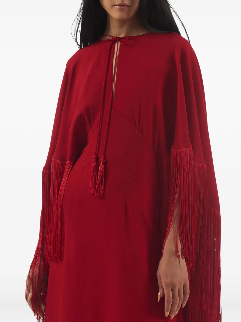 Taller Marmo 1974 Fringe Cape Dress In Red