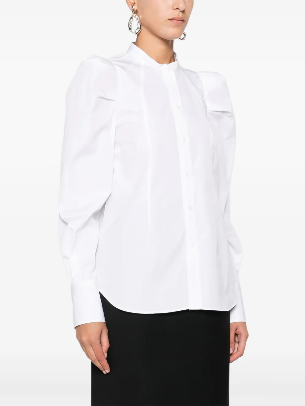 Alexander Mcqueen Puff-sleeve Button-front Shirt In White