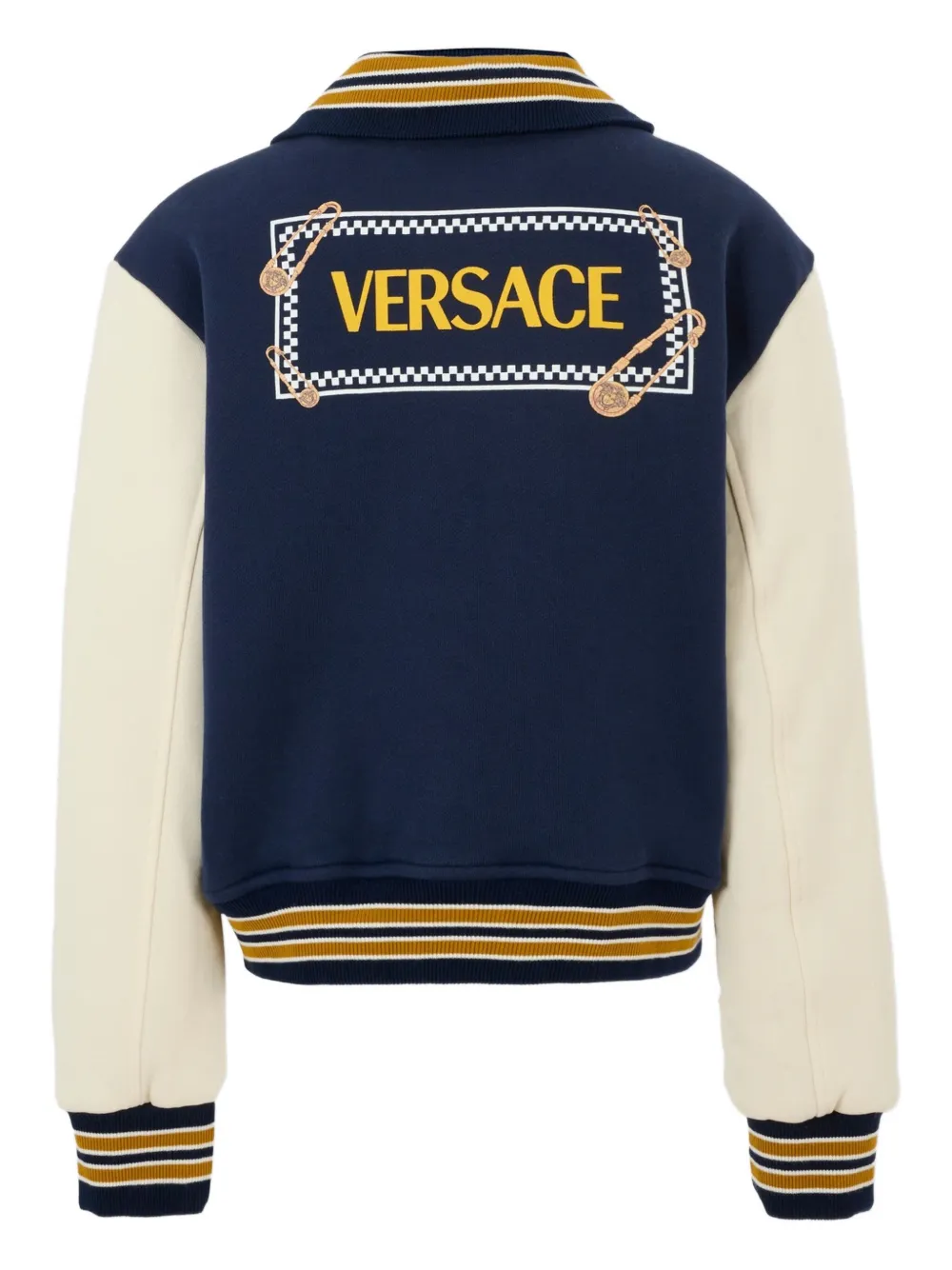 Versace Kids contrast-sleeve bomber jacket Blauw