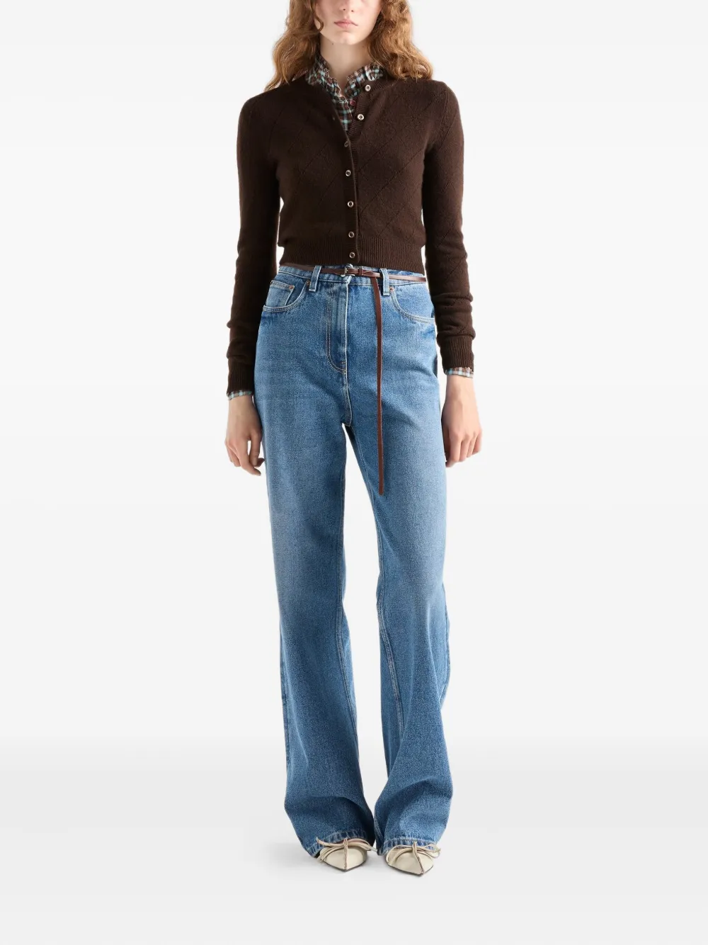Prada Jeans met logoplakkaat en vijf zakken Blauw