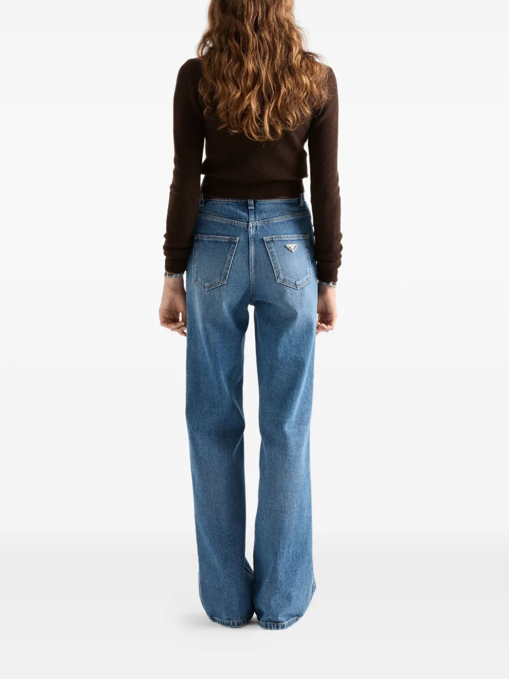 Prada Jeans met logoplakkaat en vijf zakken Blauw