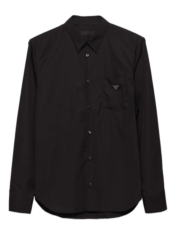 Prada Camisa De Algodão Com Bolso | Preto | FARFETCH BR