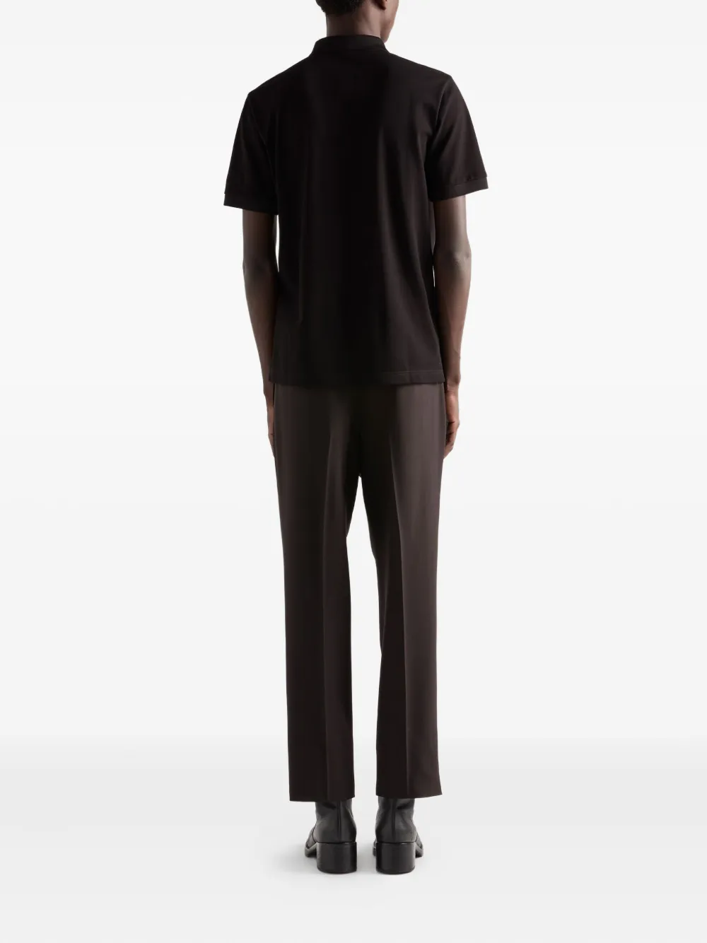 Prada logo-plaque polo shirt Zwart