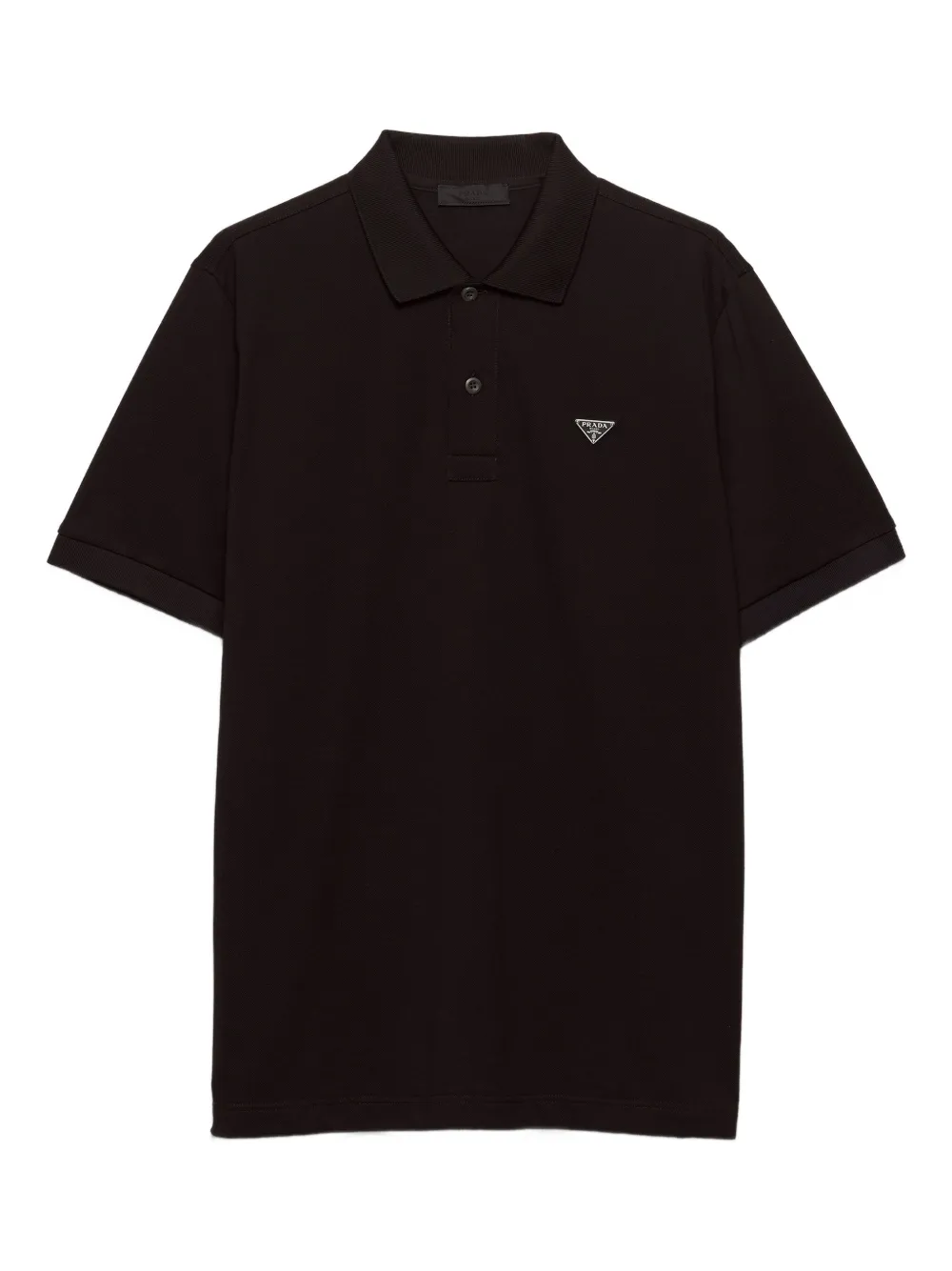 Prada logo-plaque polo shirt Zwart