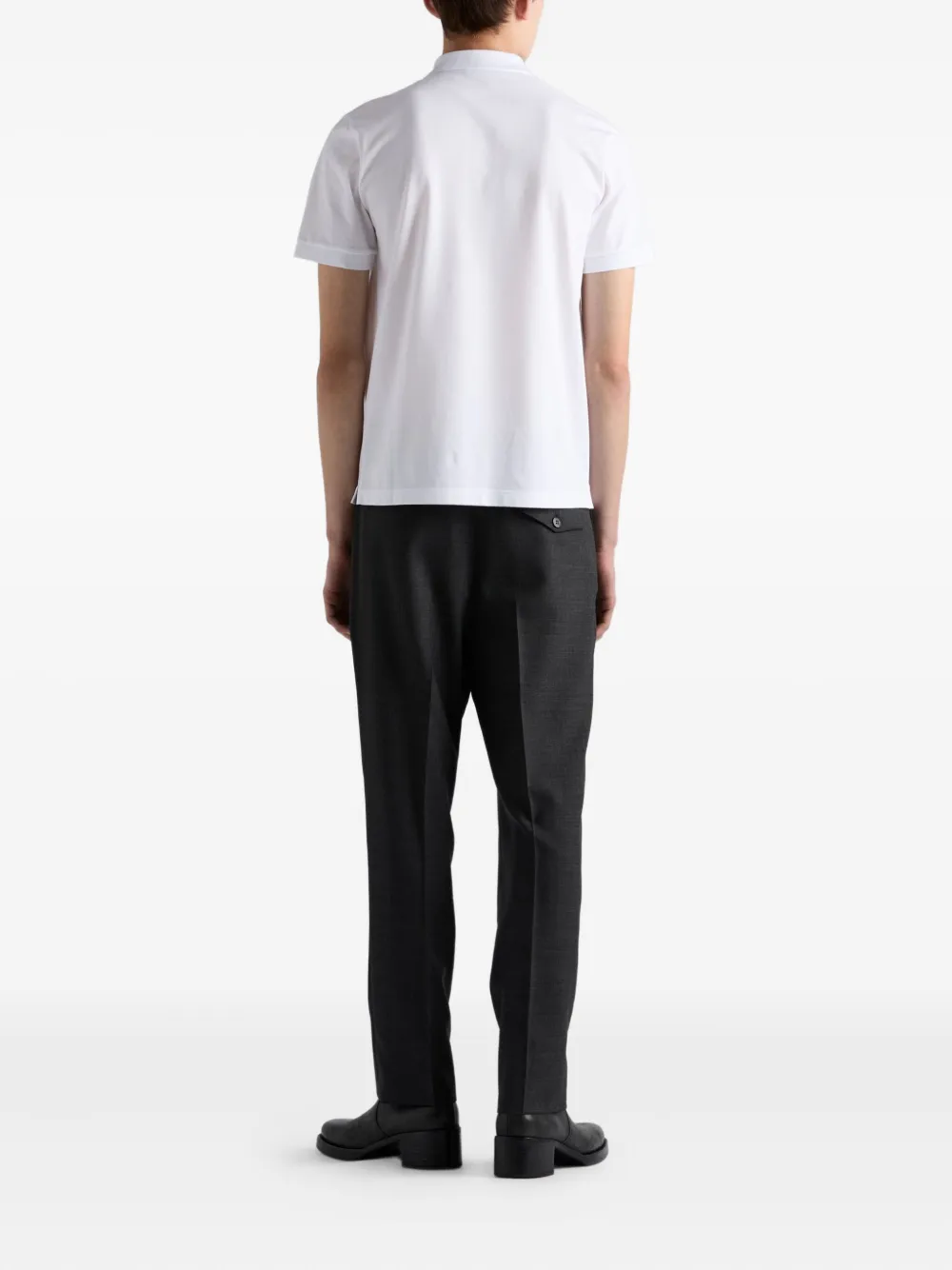 Prada logo-plaque polo shirt Wit