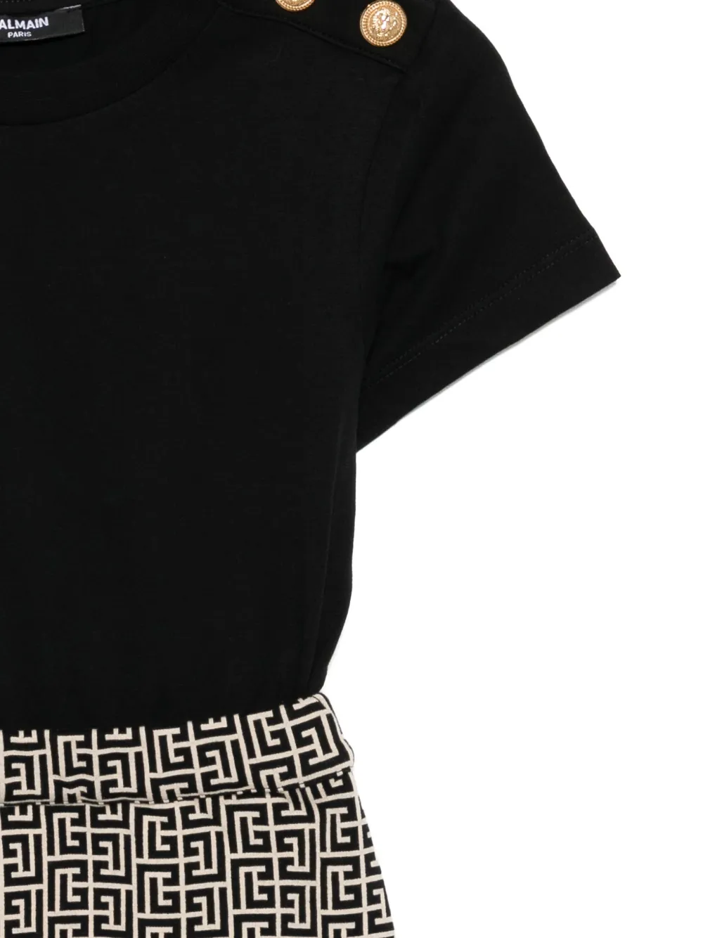 Balmain Kids Jurk verfraaid met knopen en logopatroon Zwart