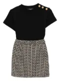 Balmain Kids logo-motif button-embellished dress - Black