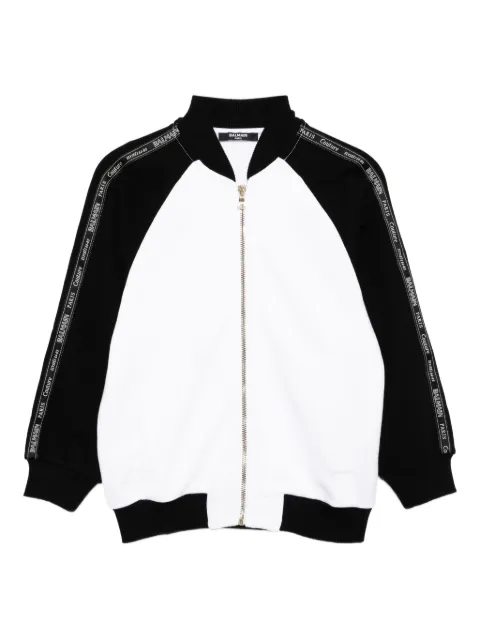 Balmain Kids logo-appliqué cotton bomber jacket
