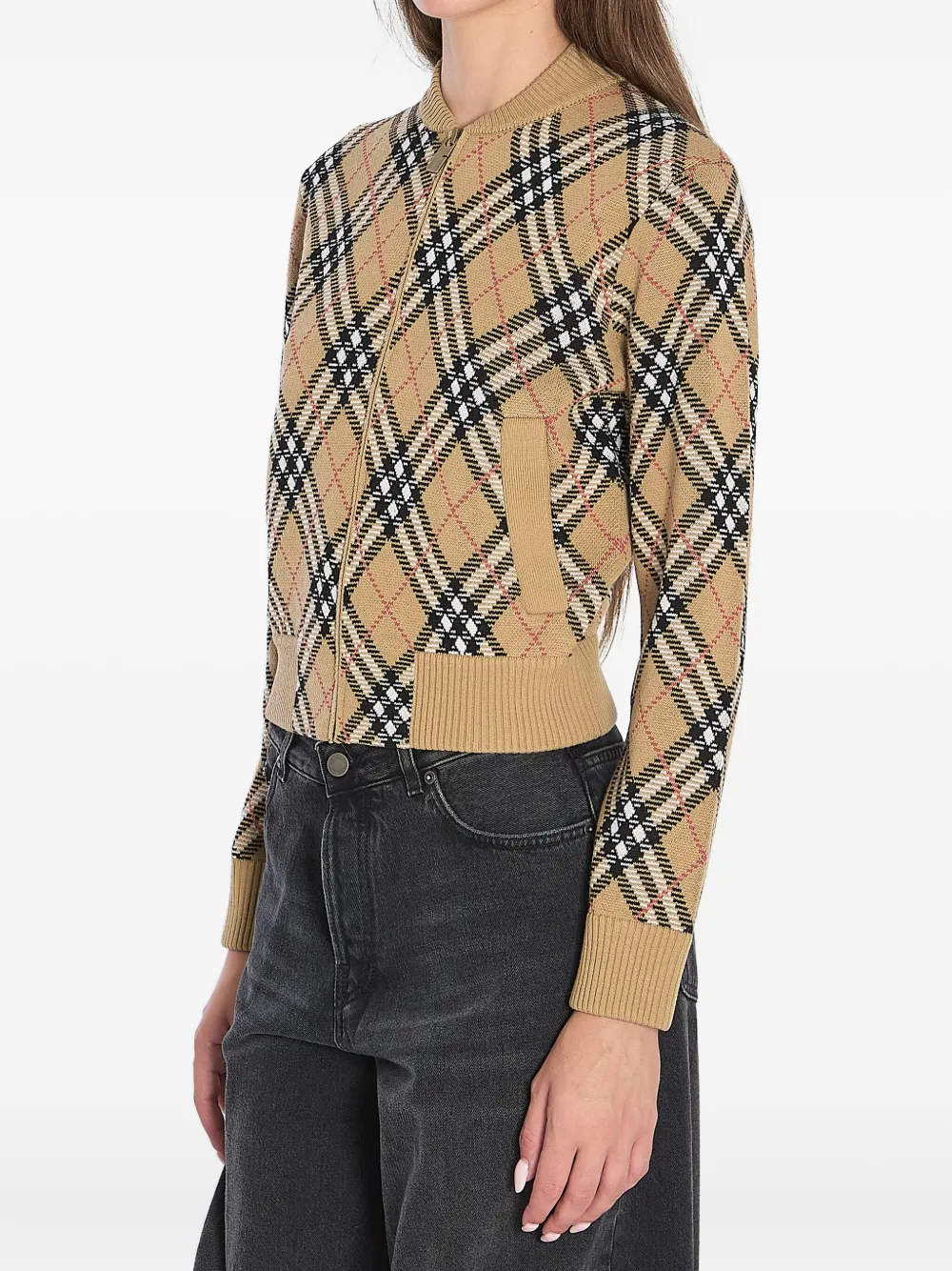 Burberry checked zip-up cardigan Bruin
