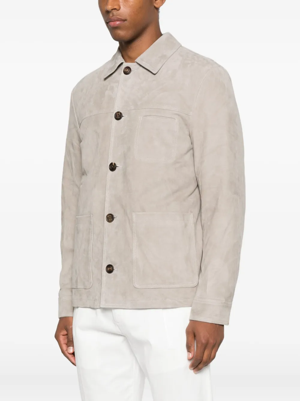 Eleventy button-fastening patch-pocket jacket Groen