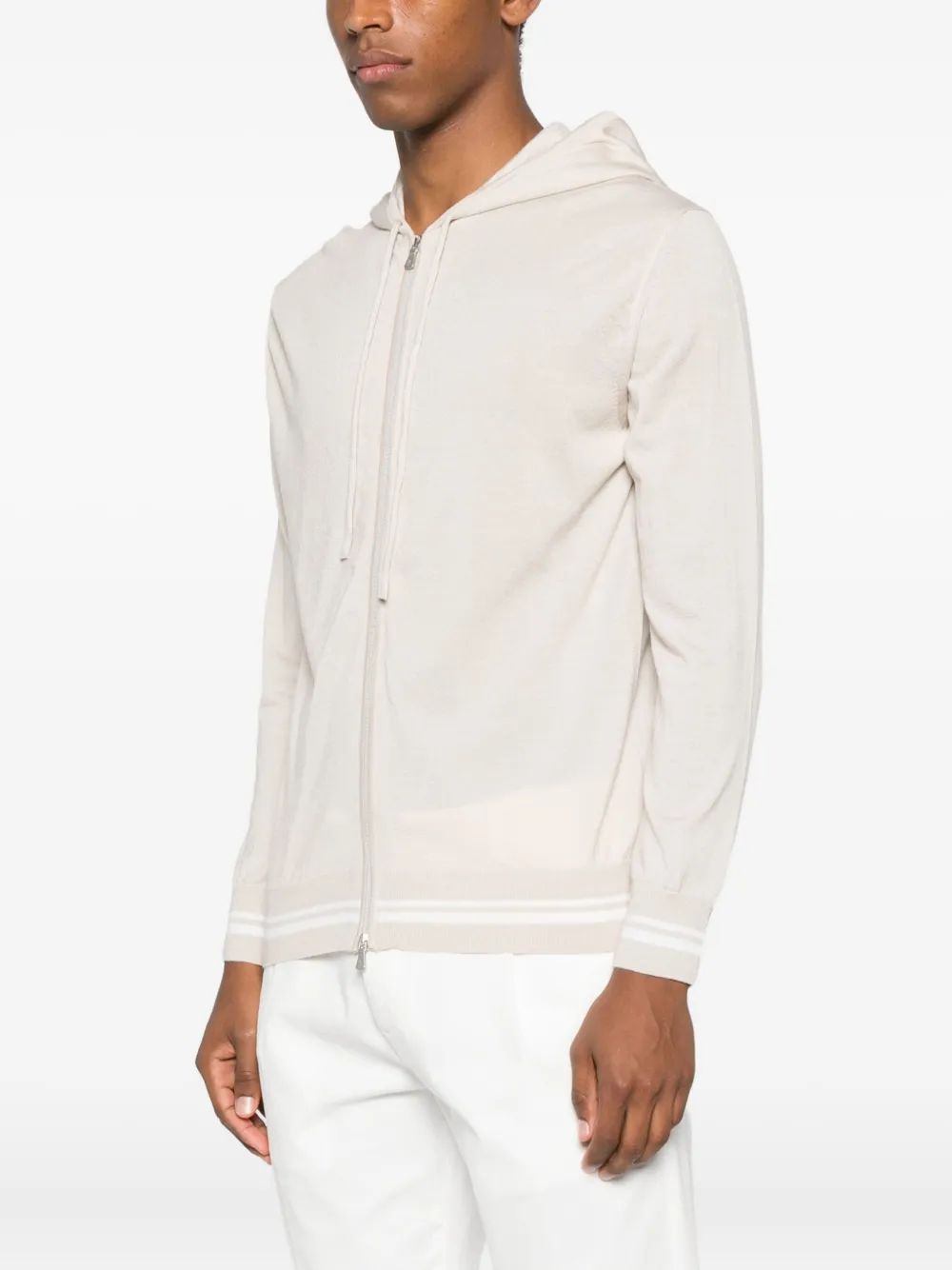Eleventy hooded zip-up sweater Beige