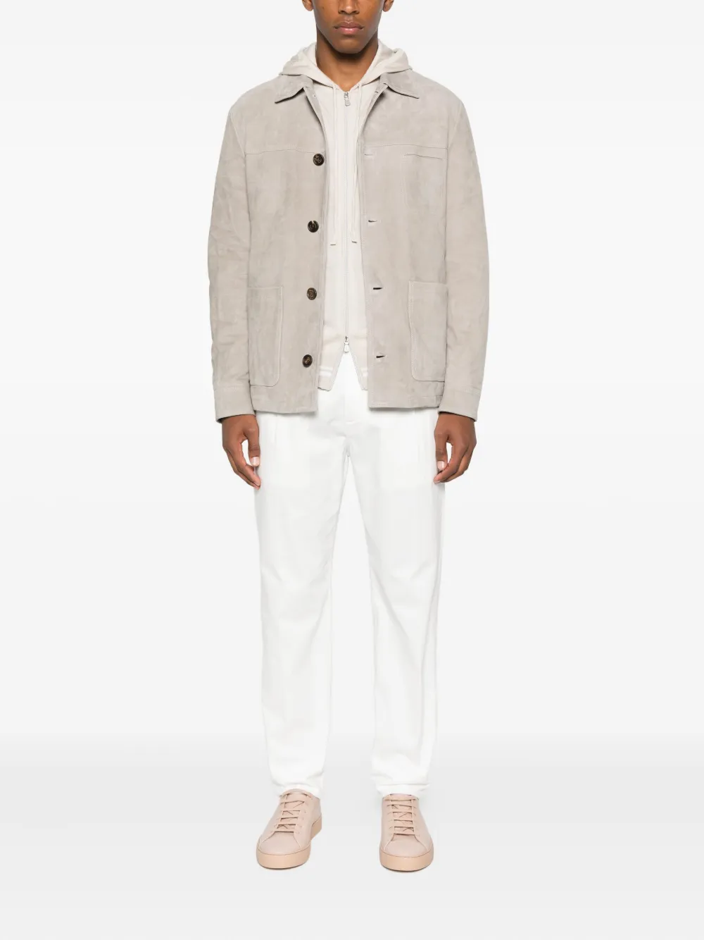 Eleventy hooded zip-up sweater Beige