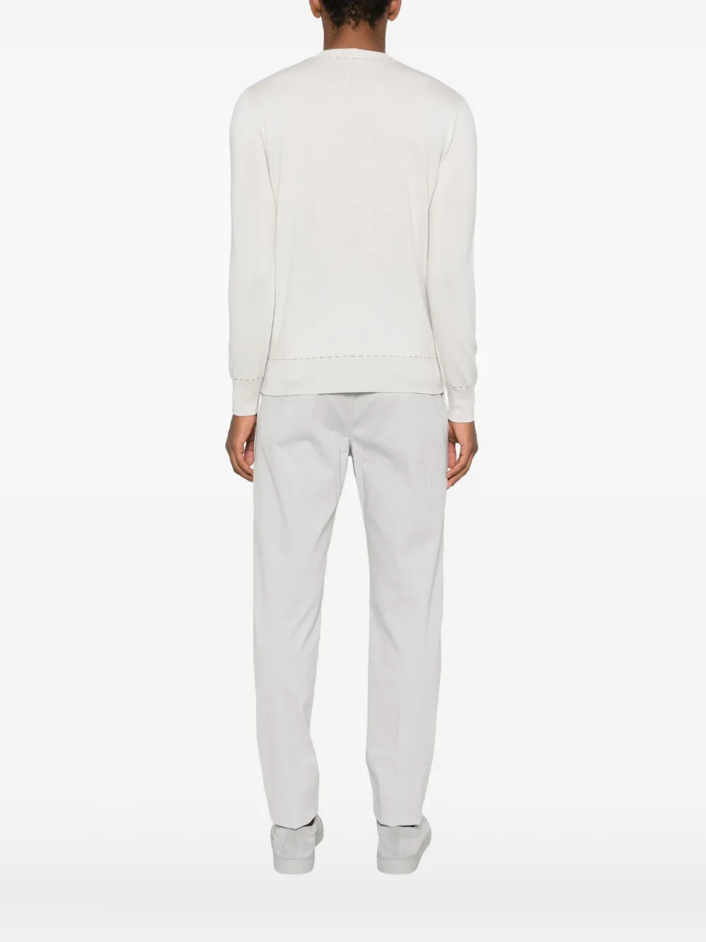 Eleventy crew-neck stitch-detail sweater Beige