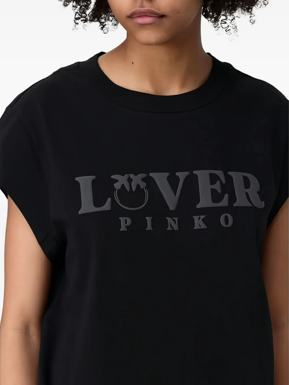 Pinko Logo Printed Crewneck T-shirt In Black
