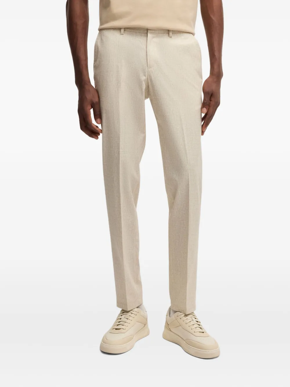 BOSS Broek met elastische tailleband Beige