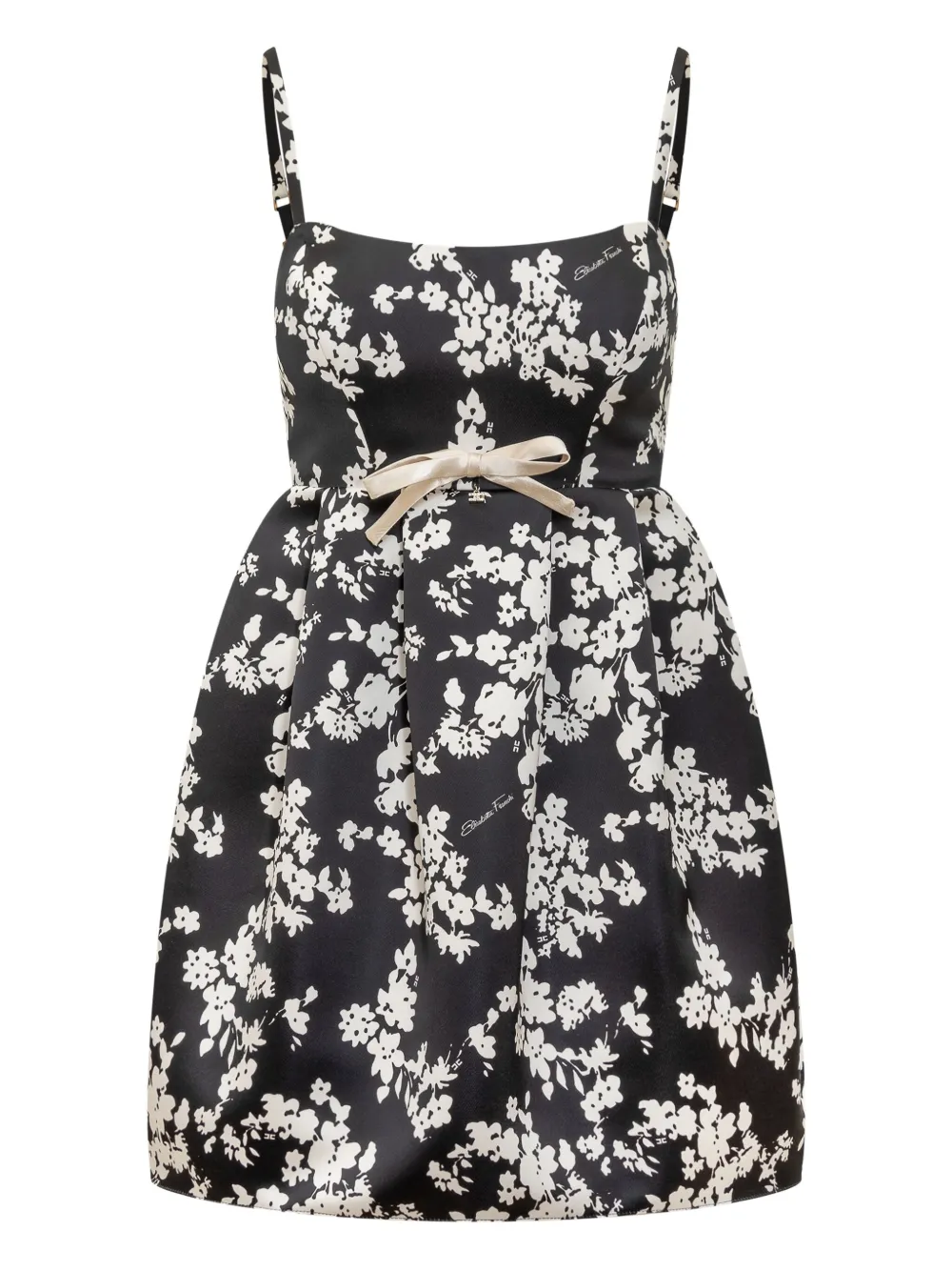 Elisabetta Franchi Midi-jurk met bloemenprint Zwart