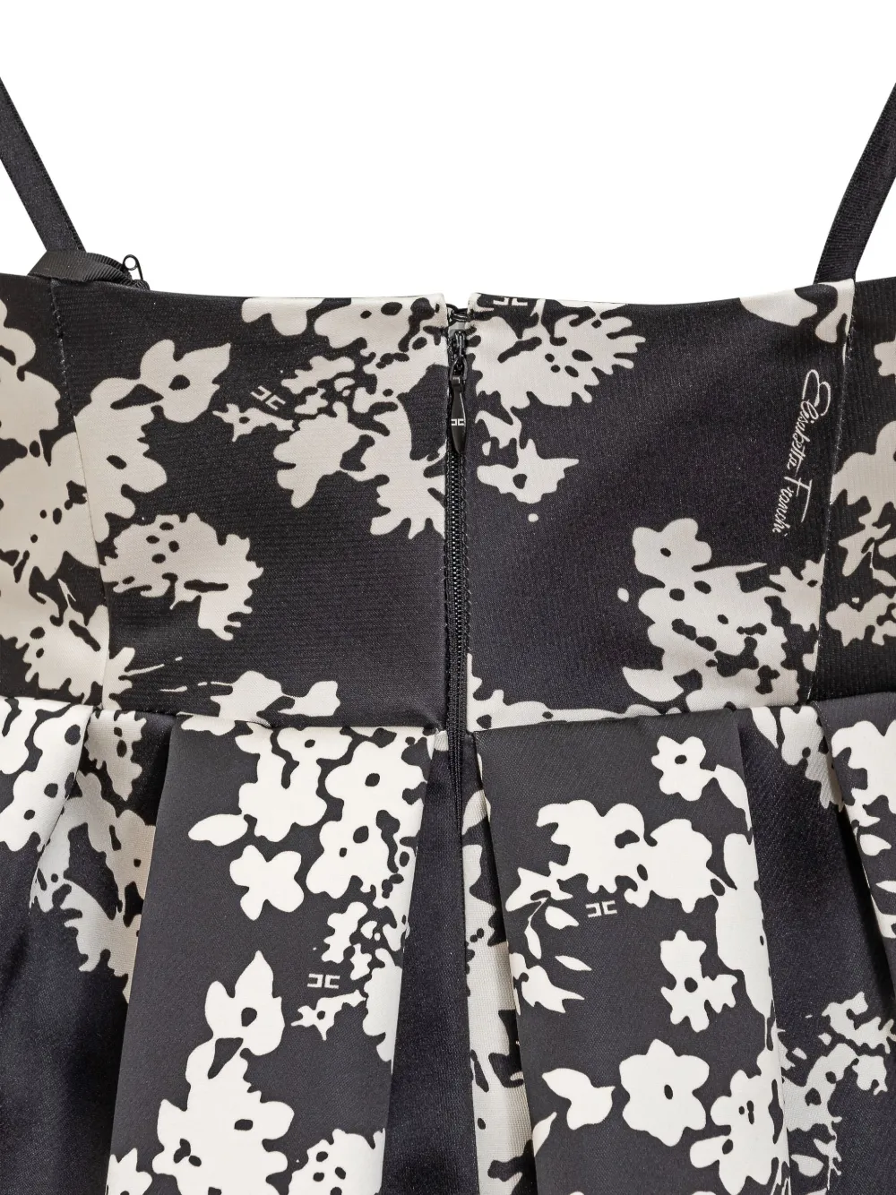 Elisabetta Franchi Midi-jurk met bloemenprint Zwart