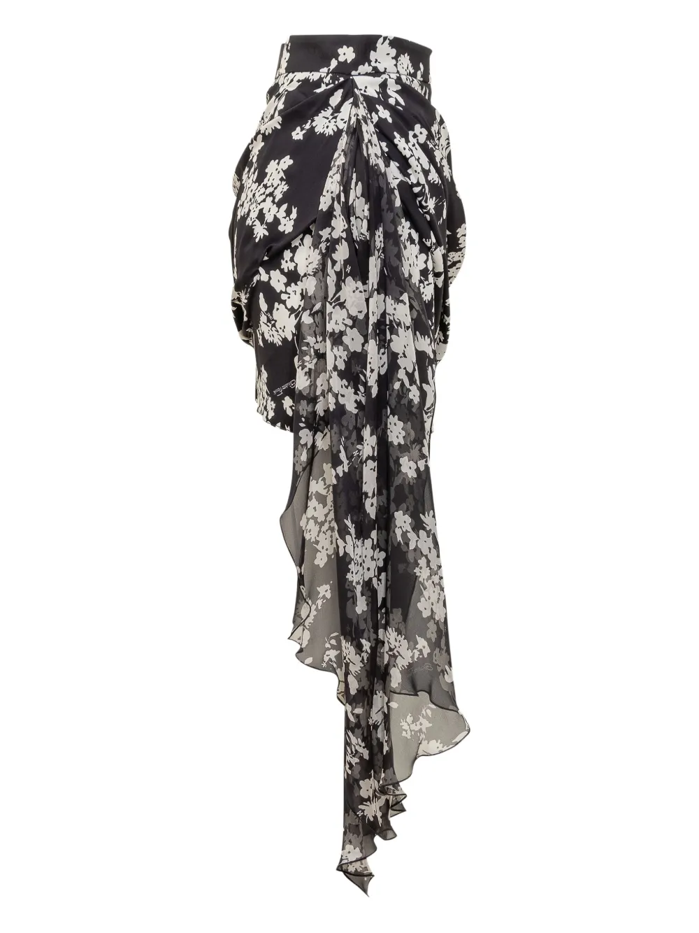 Elisabetta Franchi Gedrapeerde mini-rok met bloemenprint Zwart
