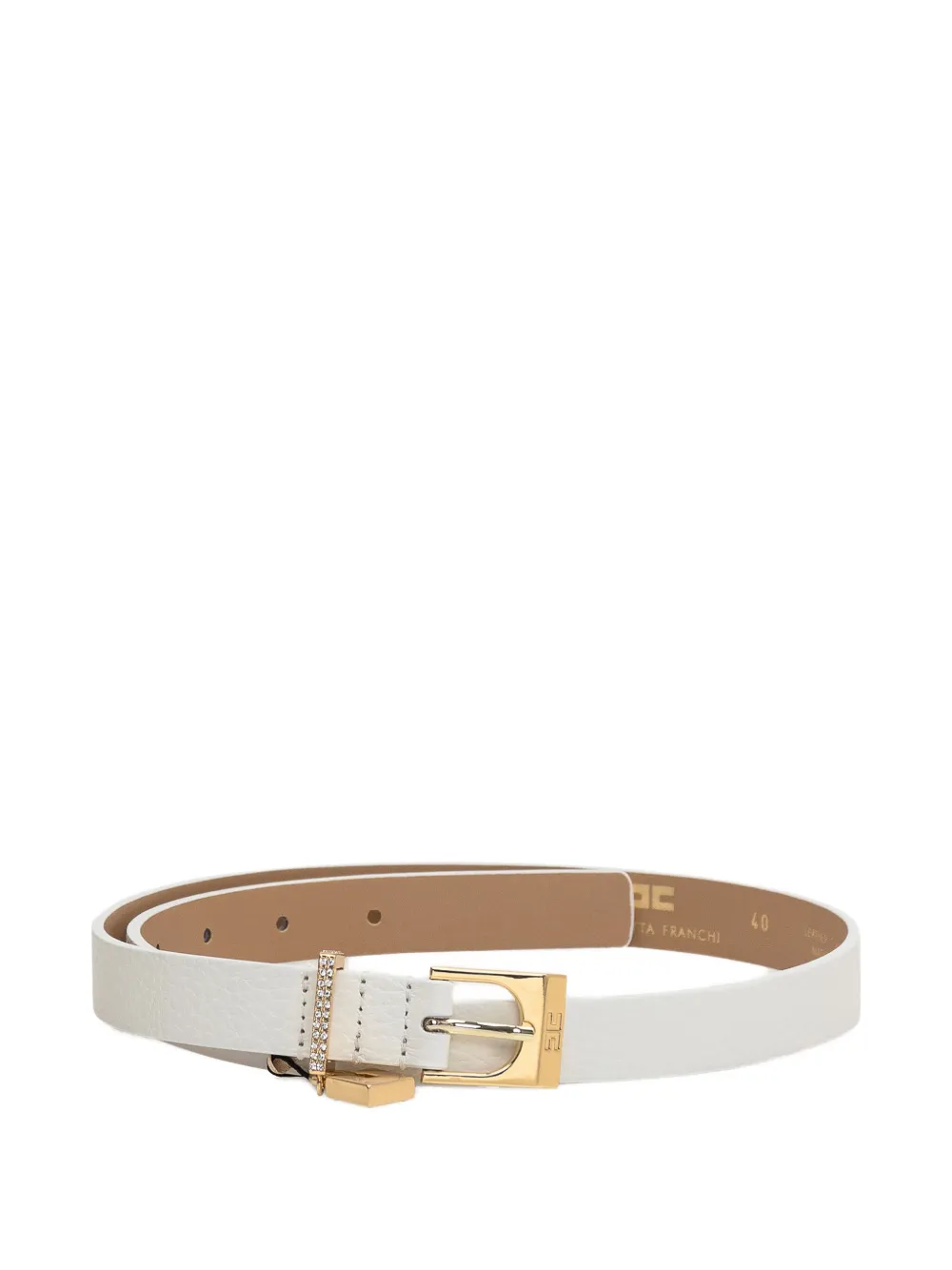 Elisabetta Franchi crystal-embellished buckle belt Wit