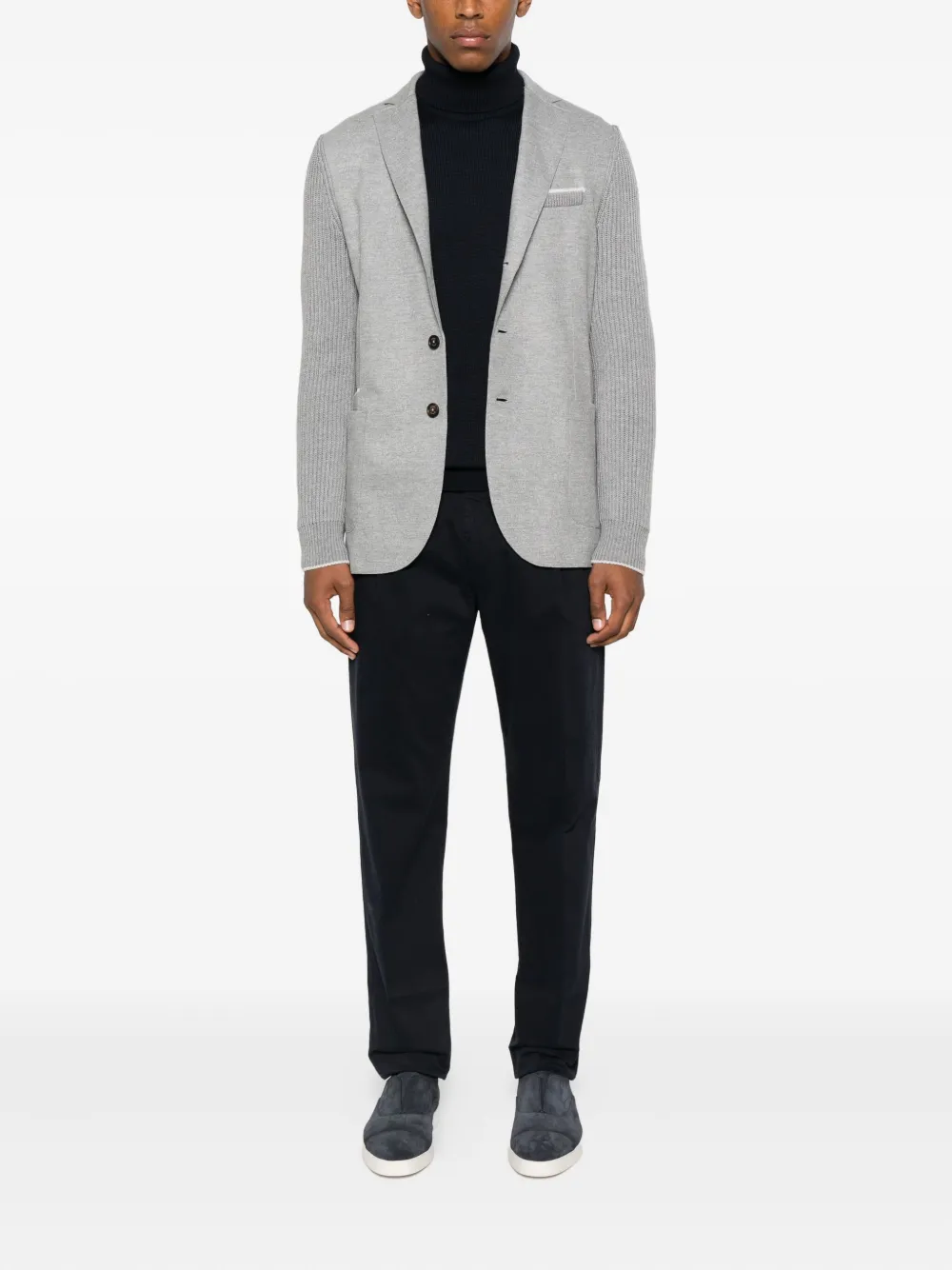 Eleventy knitted-sleeve button blazer Grijs