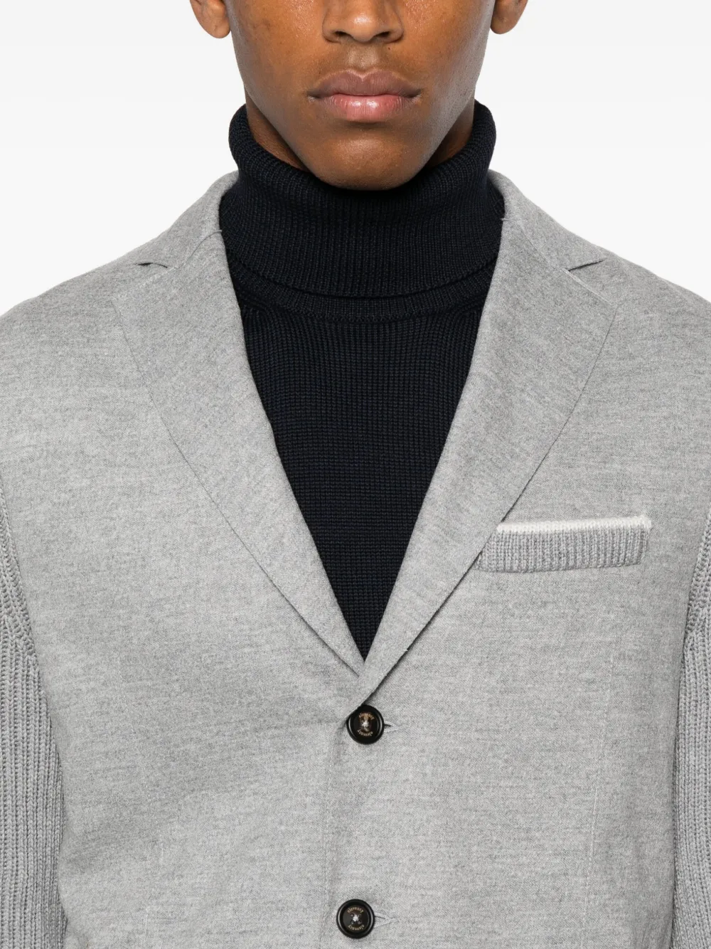 Eleventy knitted-sleeve button blazer Grijs