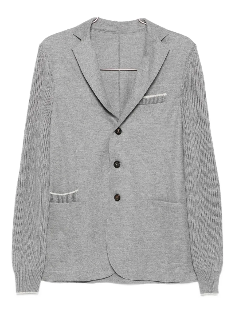 Eleventy knitted-sleeve button blazer Grijs