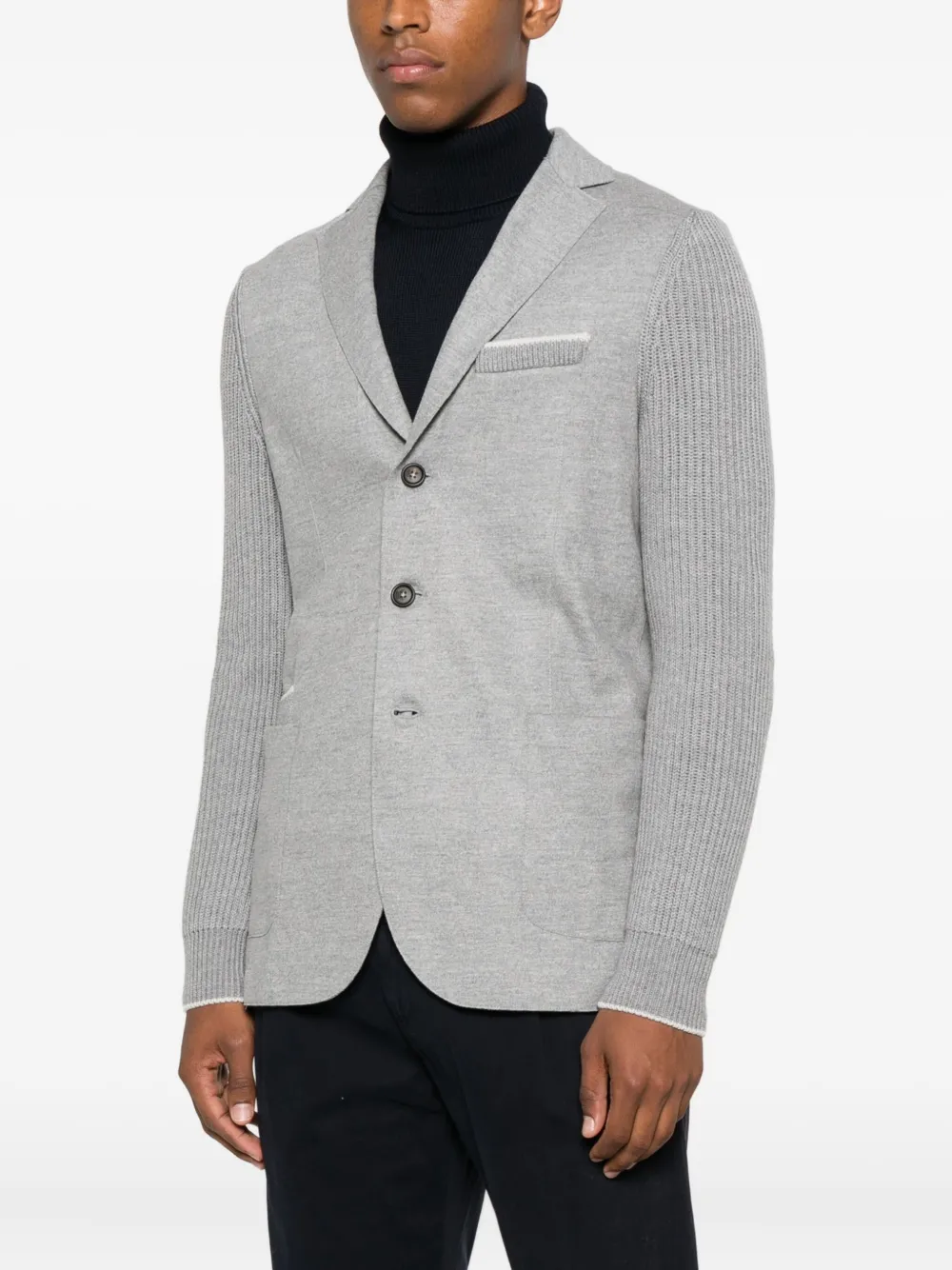 Eleventy knitted-sleeve button blazer Grijs