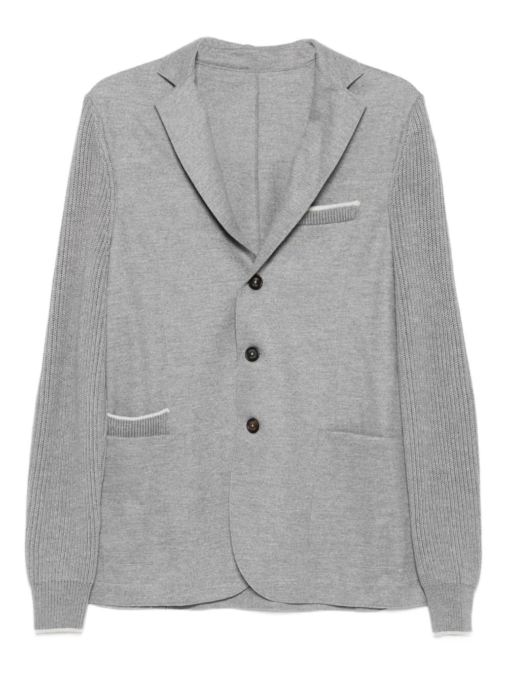 Eleventy knitted-sleeve button blazer Grijs