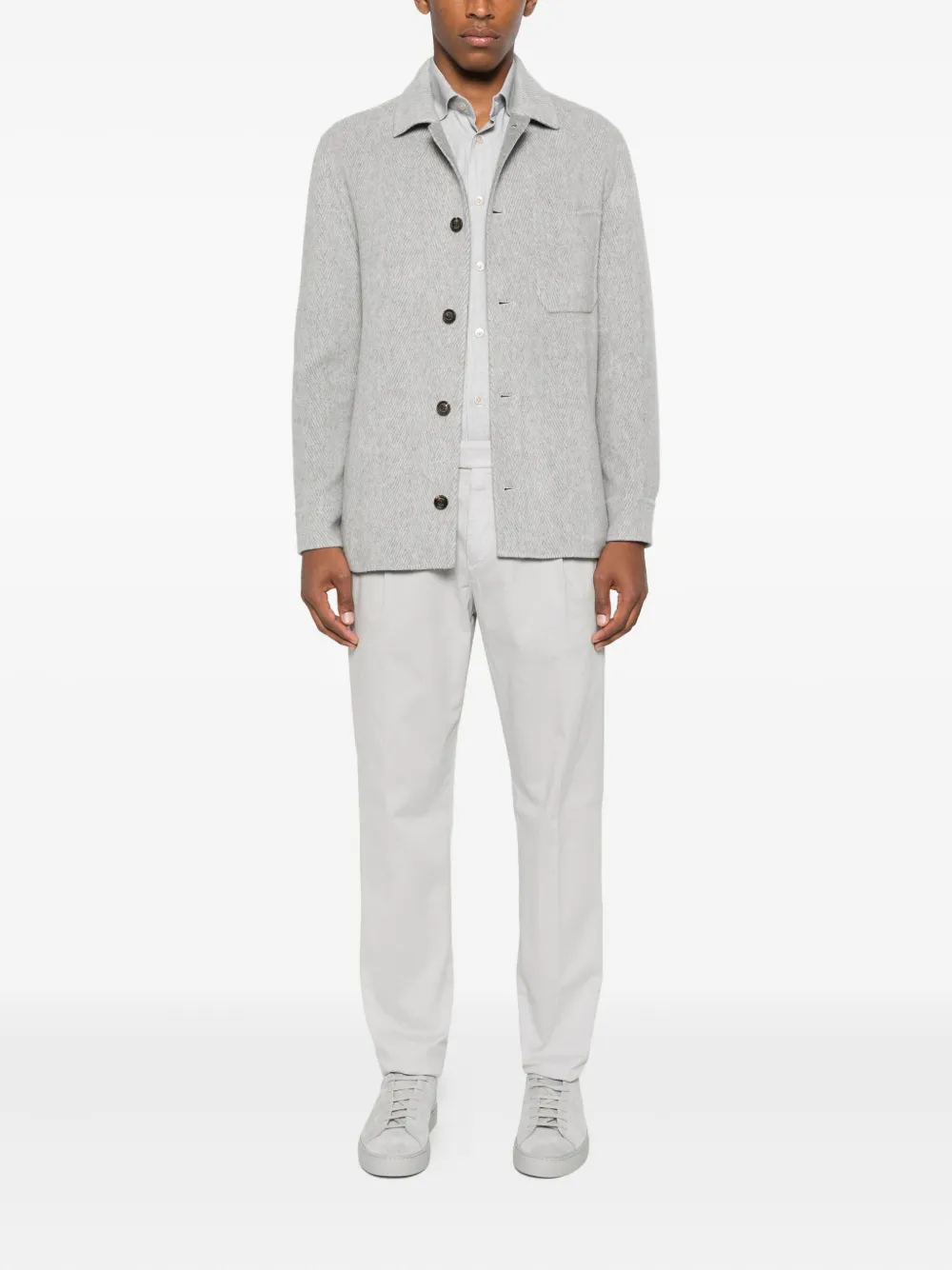 Eleventy long-sleeve button-up shirt Blauw