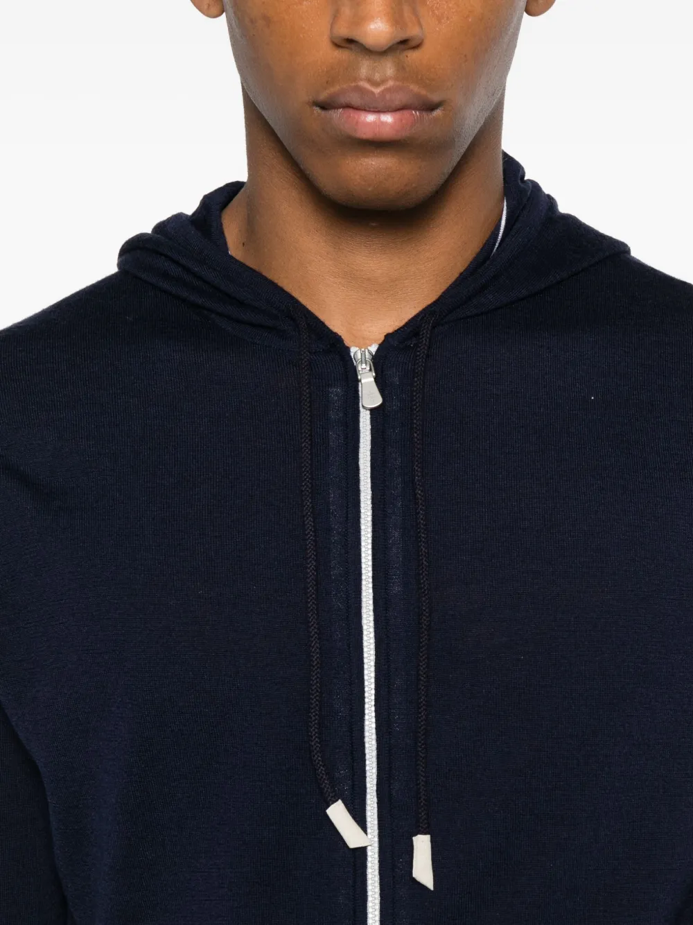 Eleventy Trui met capuchon en rits Blauw