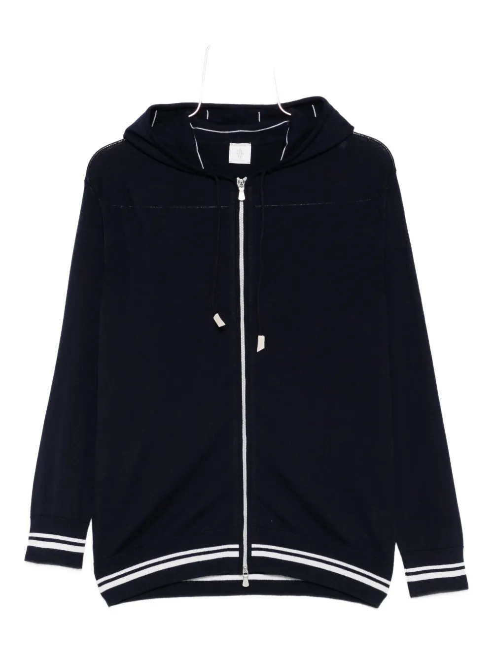 Eleventy hooded zip-front sweater Blauw