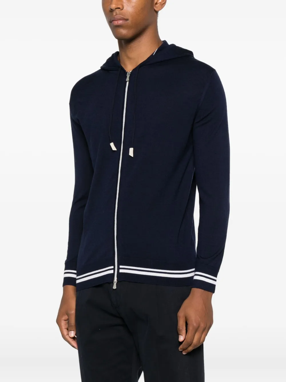 Eleventy Trui met capuchon en rits Blauw