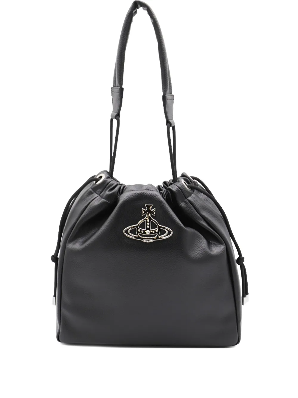Vivienne Westwood Chrissy orb-embellished drawstring bucket bag Zwart