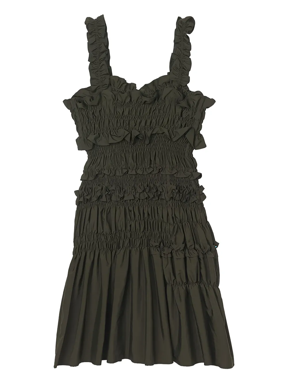 Cecilie Bahnsen smocked ruffled dress Groen