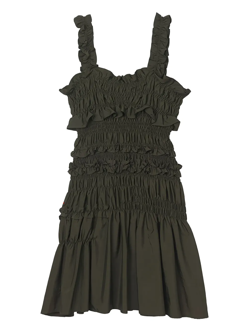 Cecilie Bahnsen smocked ruffled dress Groen