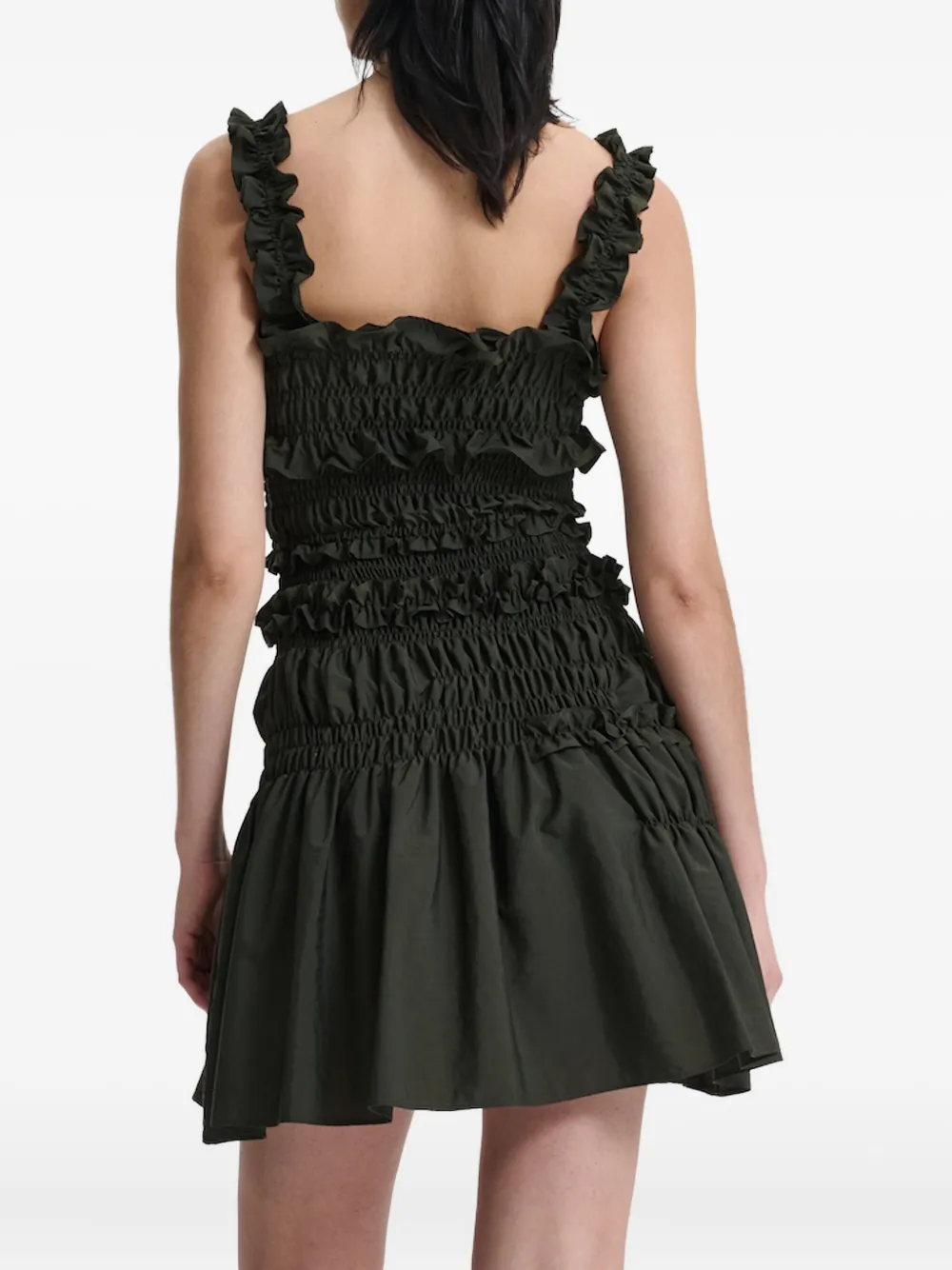 Cecilie Bahnsen smocked ruffled dress Groen