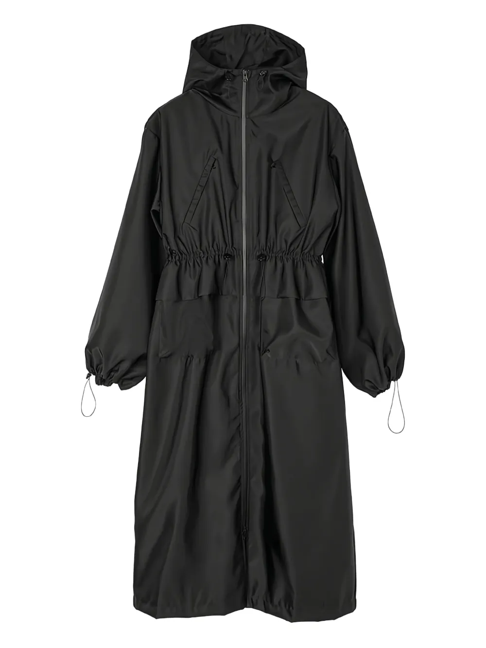 Cecilie Bahnsen hooded drawstring parka coat Zwart
