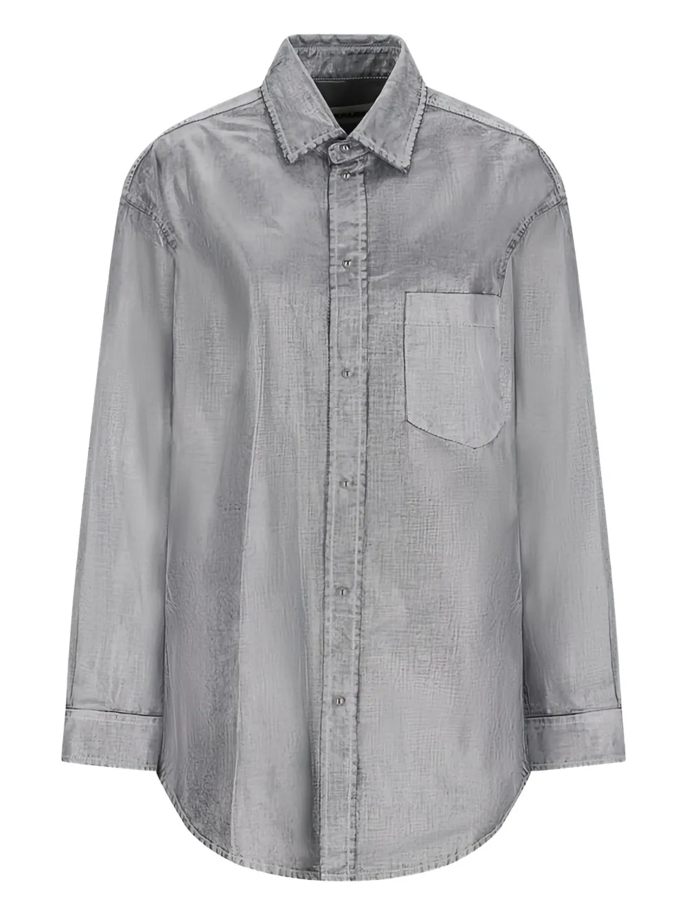 Darkpark Denim-effect Collared Shirt In Gray