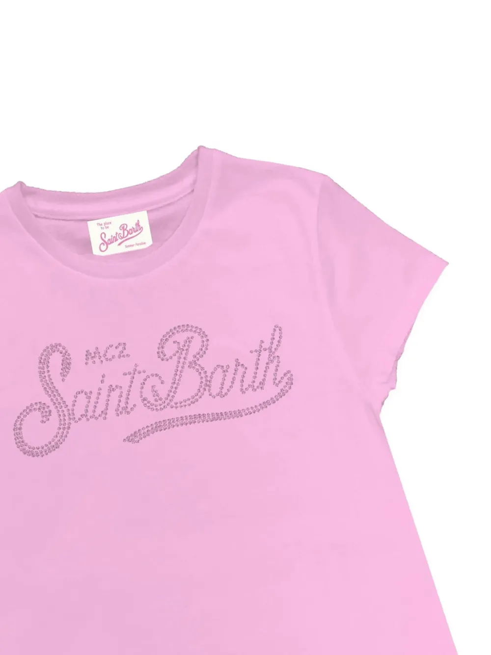 Mc2 Saint Barth Rhinestone-embellishment Ruffle-hem Dress In Pink