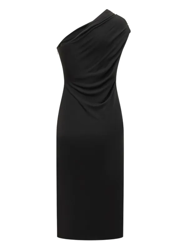 tom ford one shoulder dress Tom Ford Women's One-Shoulder Draped Midi Dress in Black
