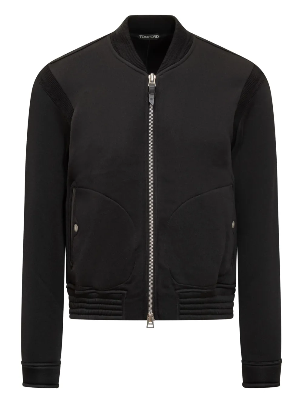 TOM FORD Bomberjack met geribbeld vlak en rits Zwart