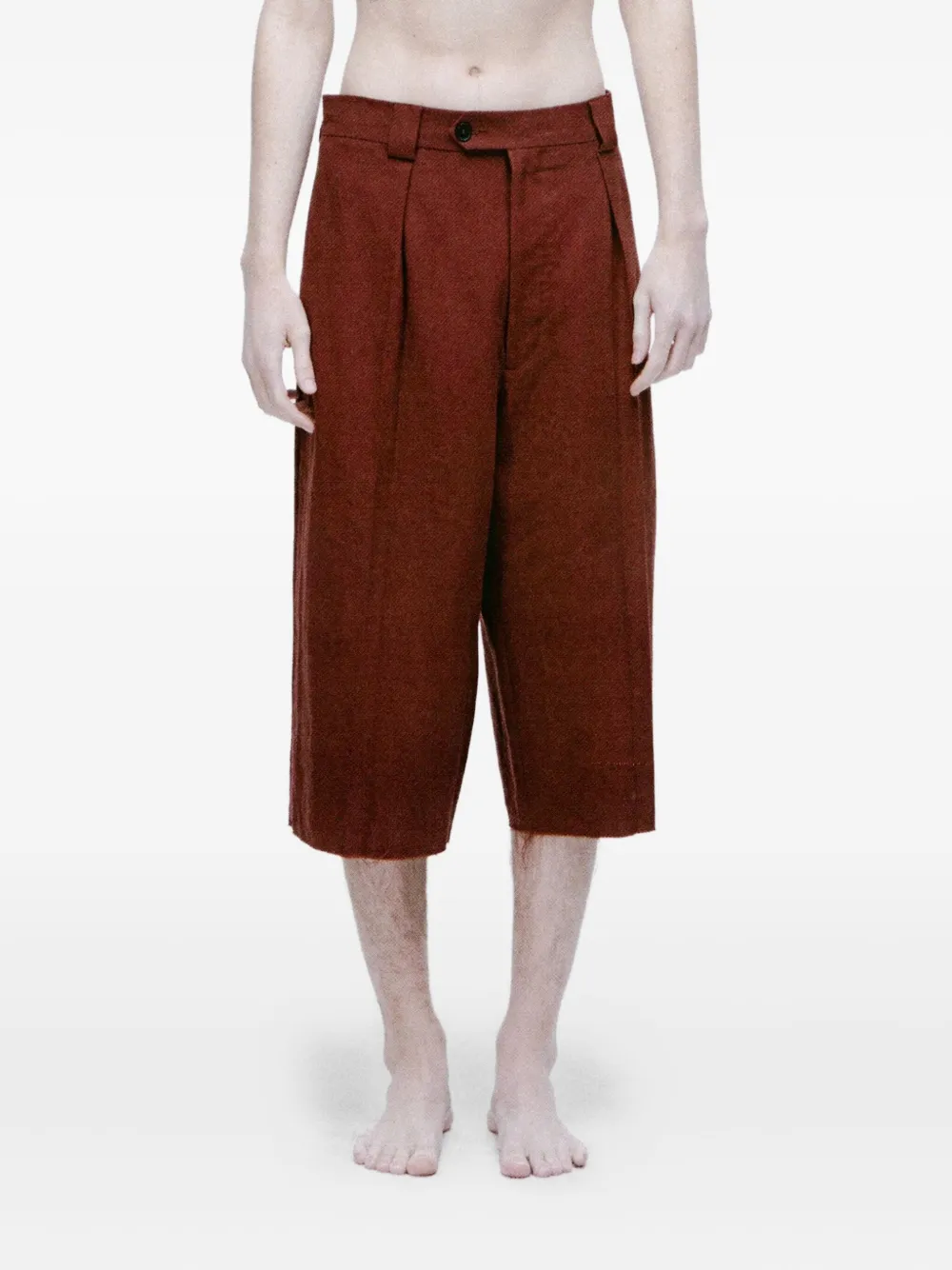 Enfants Riches Déprimés pleated frayed shorts Rood