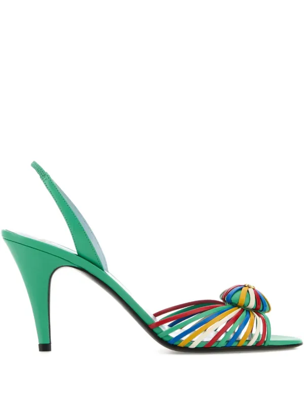 Valentino Garavani 85mm Royal Leather Slingback Sandals Green FARFETCH  IN