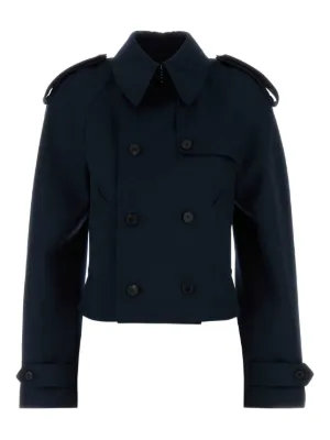 トレンチコート ALEXANDER MCQUEEN MIDNIGHT BLUE WOOL TRENCH COAT Women's Oversized Lapel Deconstructed Trench Coat in Blue