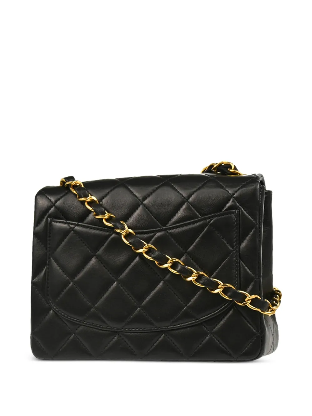 Pre-owned Chanel 1998 Mini Classic Square Flap Shoulder Bag In Black