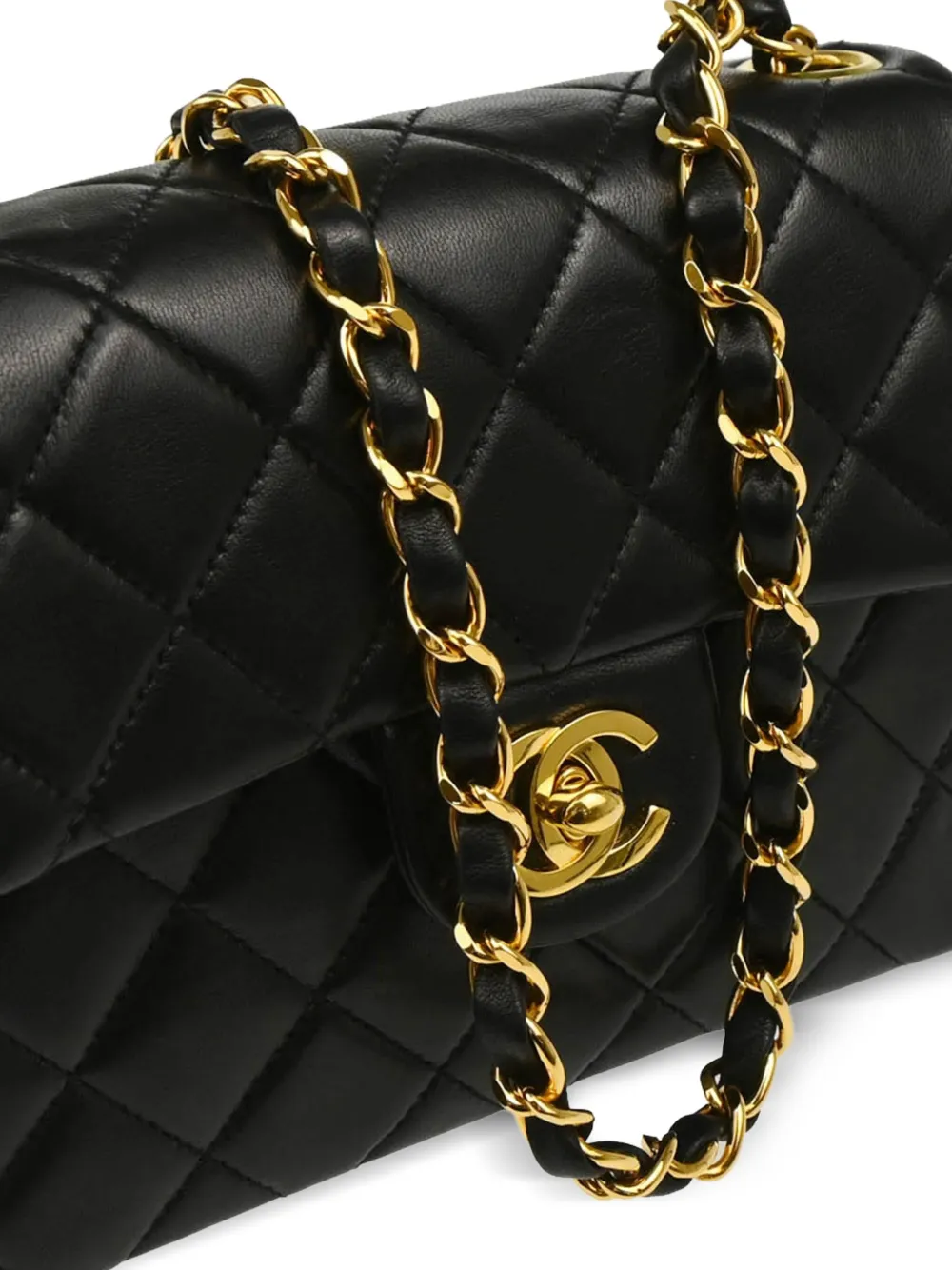 Pre-owned Chanel 1998 Mini Classic Square Flap Shoulder Bag In Black